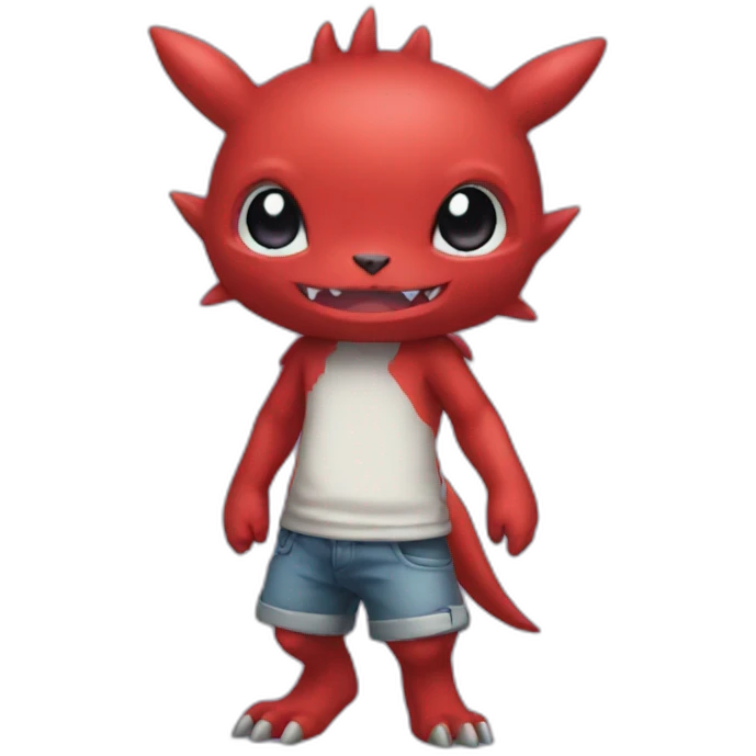 red baby Digimon creature full body emoji