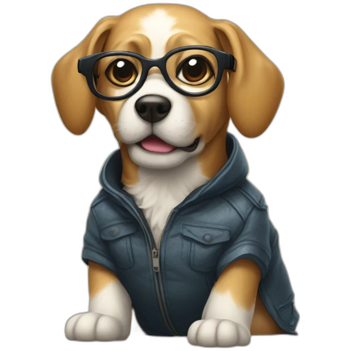 Chien avec une veste et des lunettes emoji