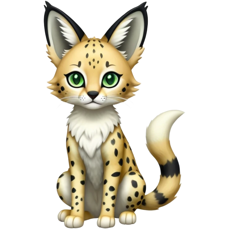 Kawaii Cute Edgy Black Green White ethereal Serval-Fionbri-Vernid full body emoji