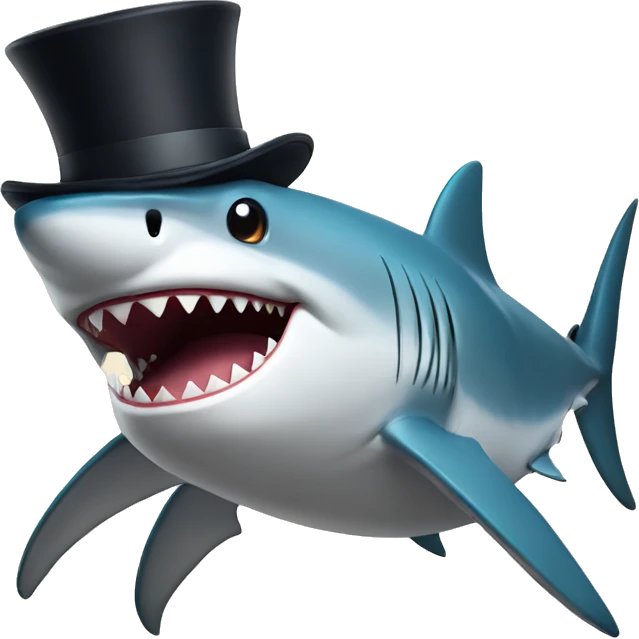 Shark with a top hat emoji