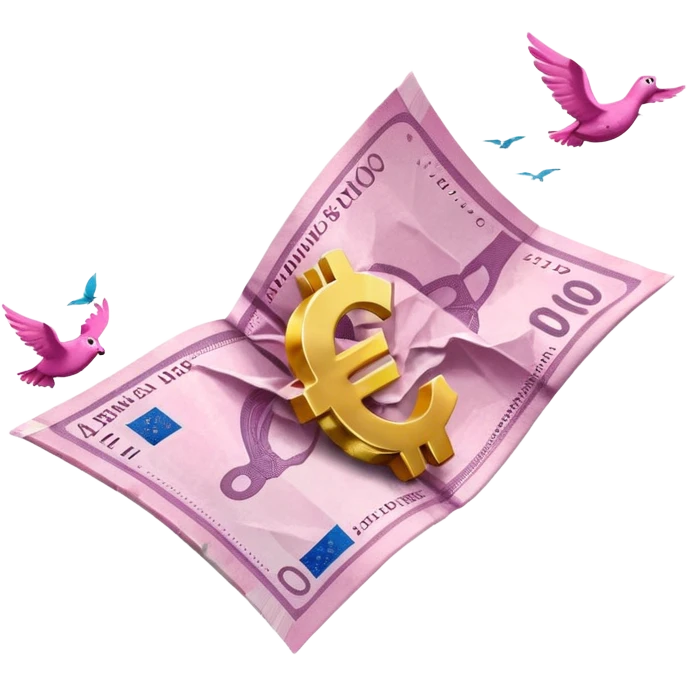 pink money with euros  flying  emoji