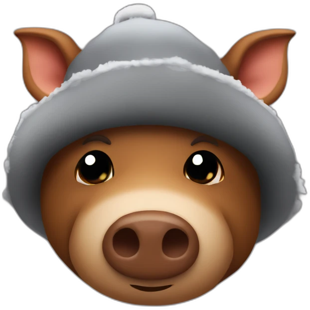 fullface brown boar tired of life with a black winter hat emoji