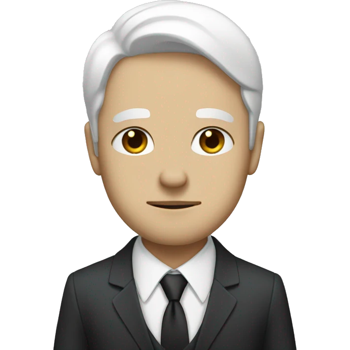 a man in a suit bowing forward with white skin emoji