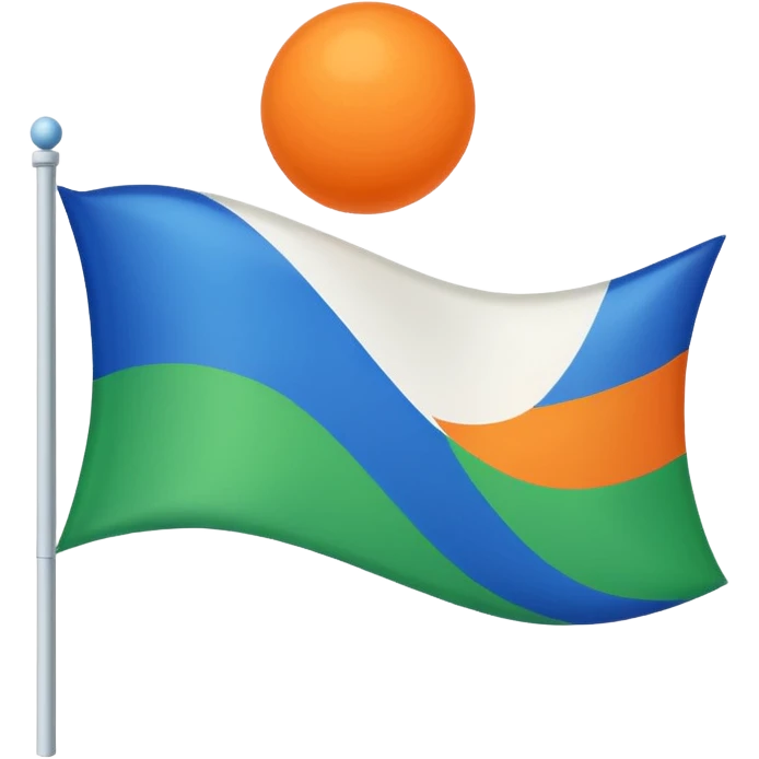 white flag up with a orange down with green and middle with blue ball emoji