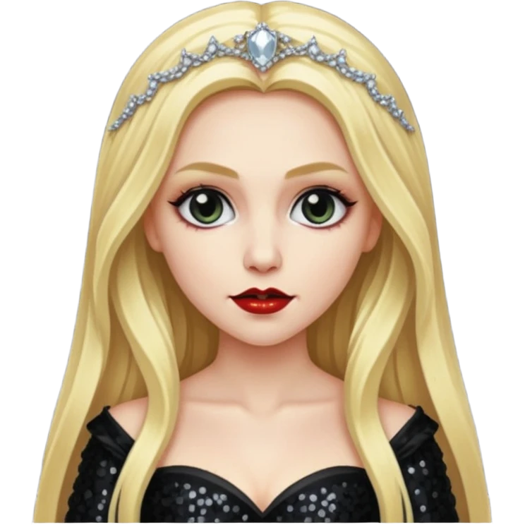 Bride of Dracula with long blonde hair, black sequin outfit emoji