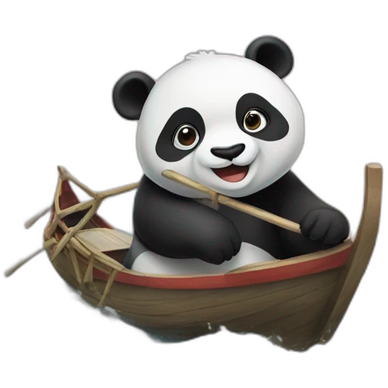 Panda sur un bateaux emoji