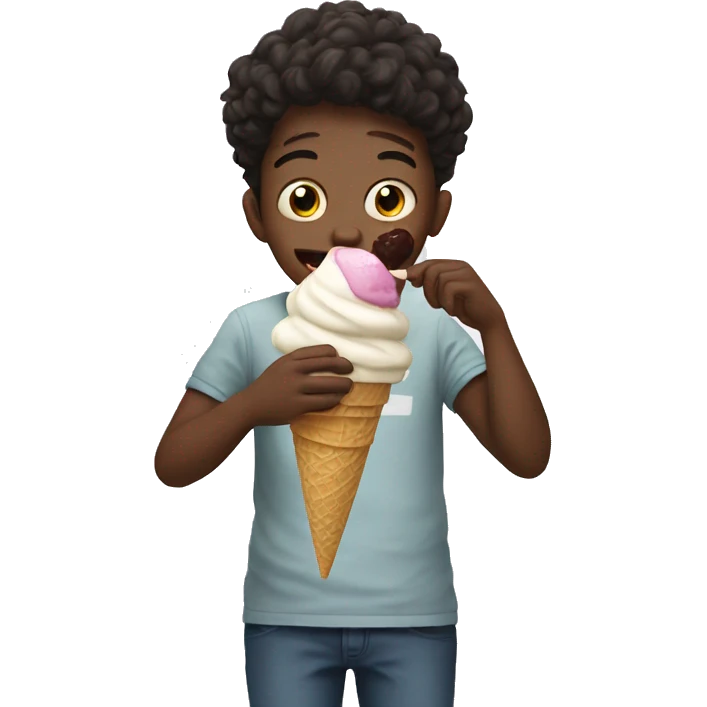 Freaky boy eating ice cream emoji