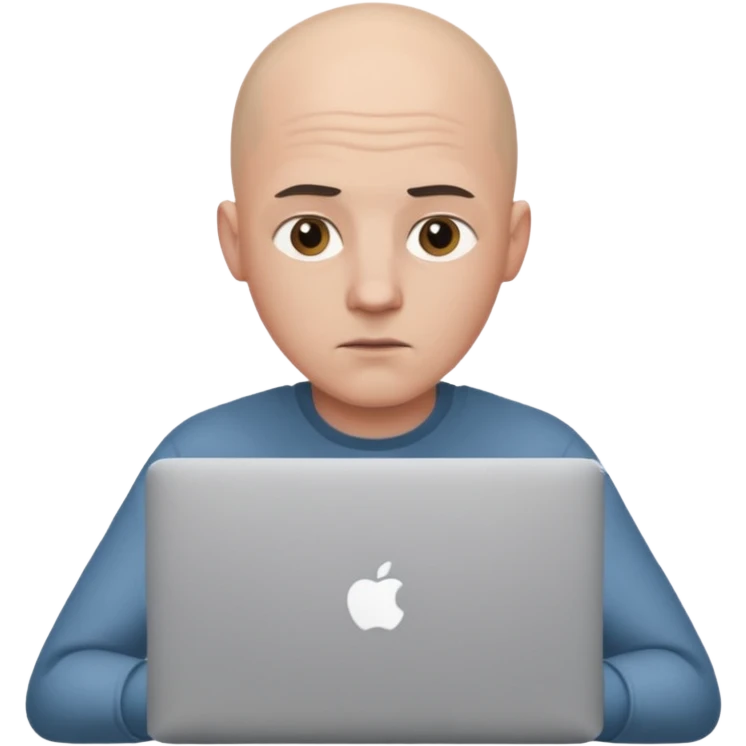 bald yong guy with macbook emoji