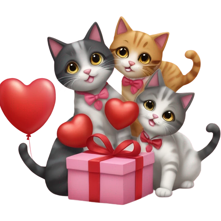 cats celebrating valentines day emoji