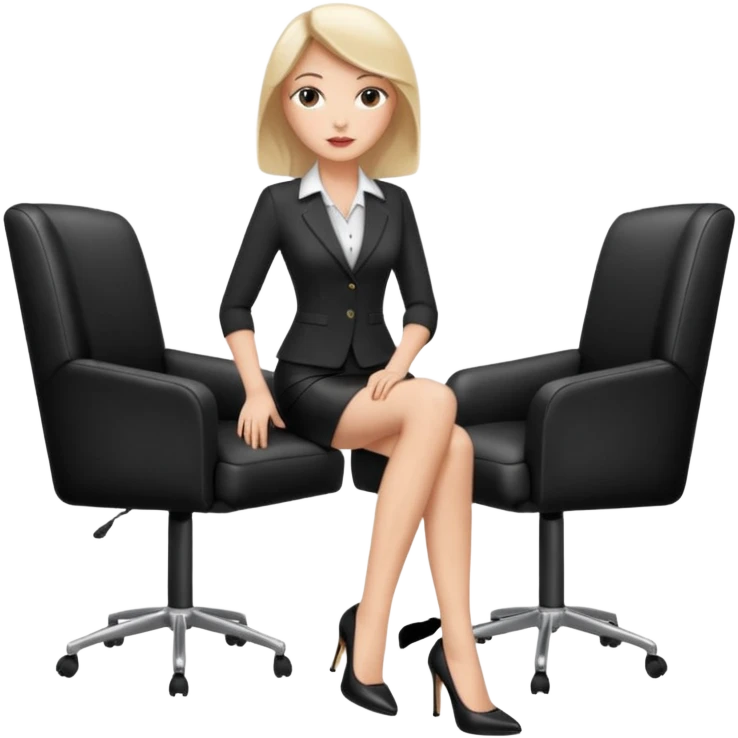 Business woman with short skirt and high heels sitting on chair office emoji