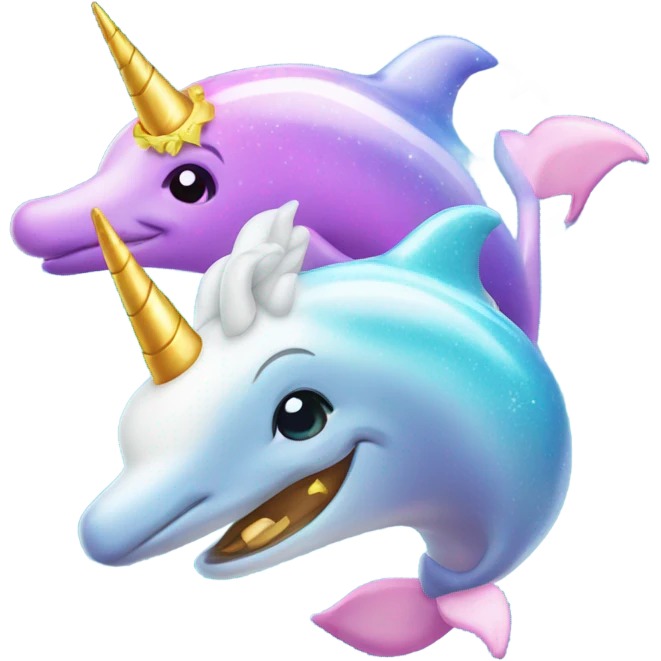 Dolphins and unicorns with sparkles emoji