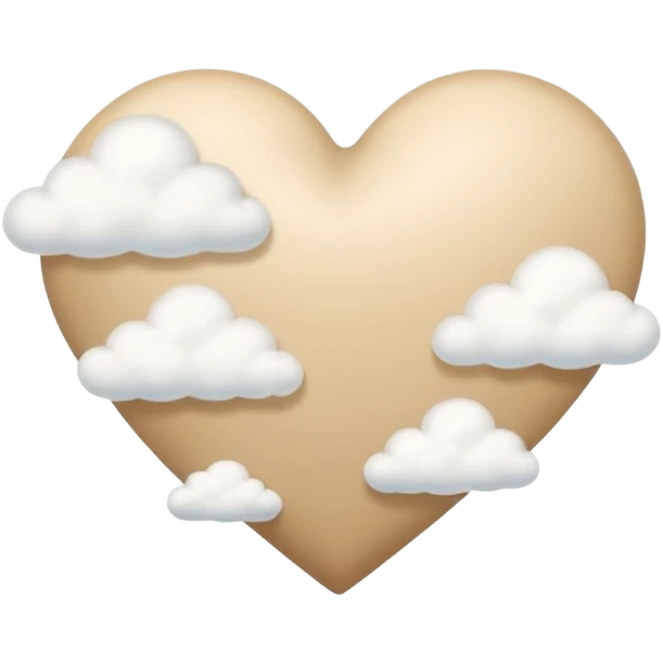 Soft beige heart with clouds INFRONT of it emoji