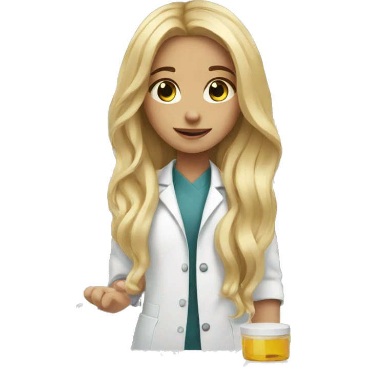 young girl with long blonde hair working in a pharmacy emoji