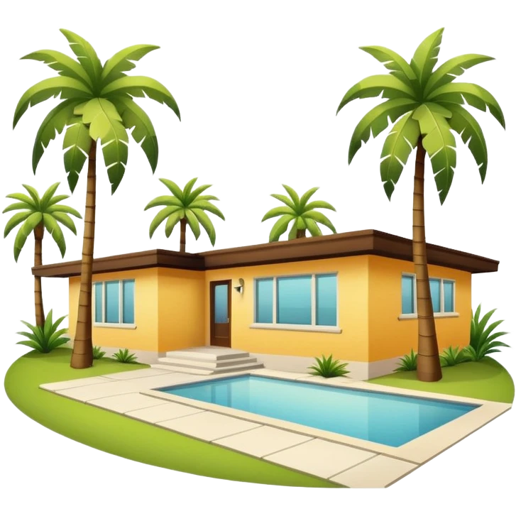 Mid century modern home with palm trees emoji