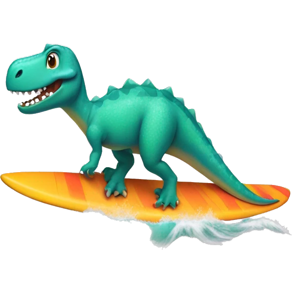 Dinosaur on a surf with bikini emoji