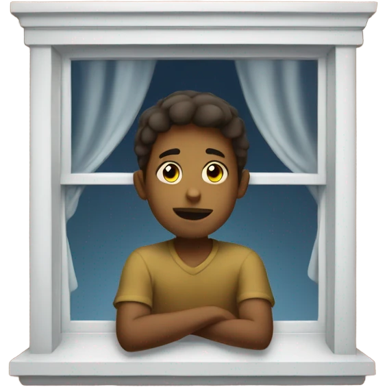 thoughtful boy by the window emoji