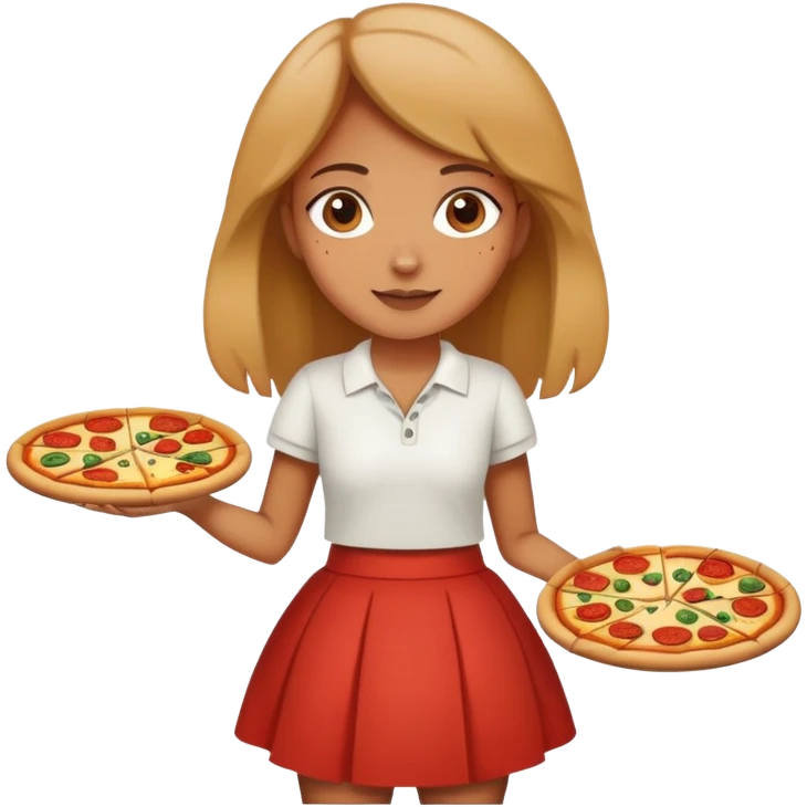 Girl wearing skirt with pizzas emoji