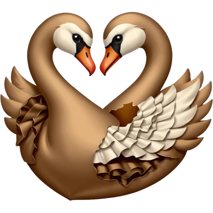 Broken Brown satin heart like swan emoji