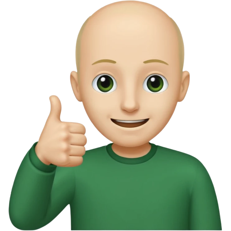 Personajul Baldi (din jocul Baldi's Basics in Education and Learning) făcând un semn de aprobare cu degetul mare in sus emoji