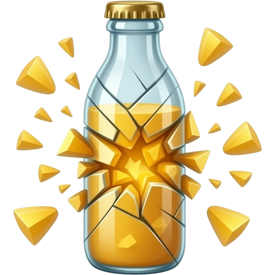 A glass bottle of juice shattering emoji