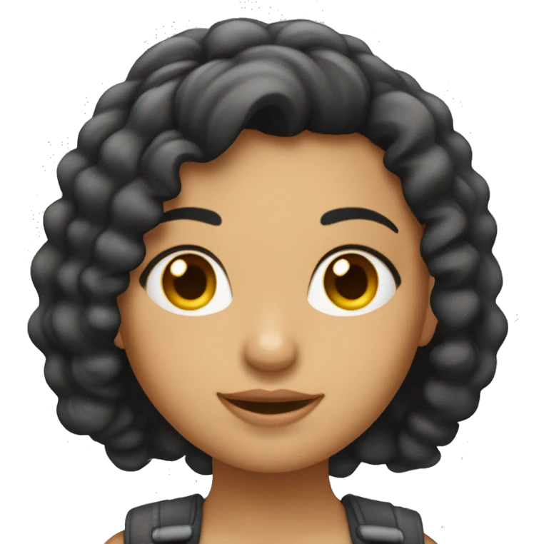 Menina morena com cabelo cacheado emoji