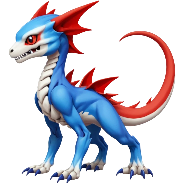 Skeletal Koraidon-Veemon-Digimon-Latias-Peppercat-Pokémon-Flamedramon-fusion-animal-hybrid-creature, Full body  emoji