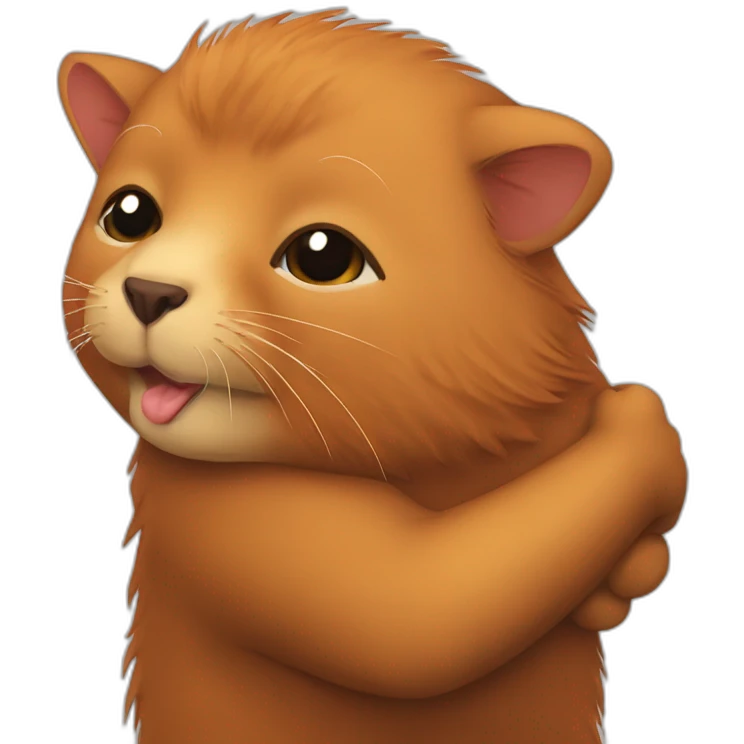Capibara hug orange persian cat emoji