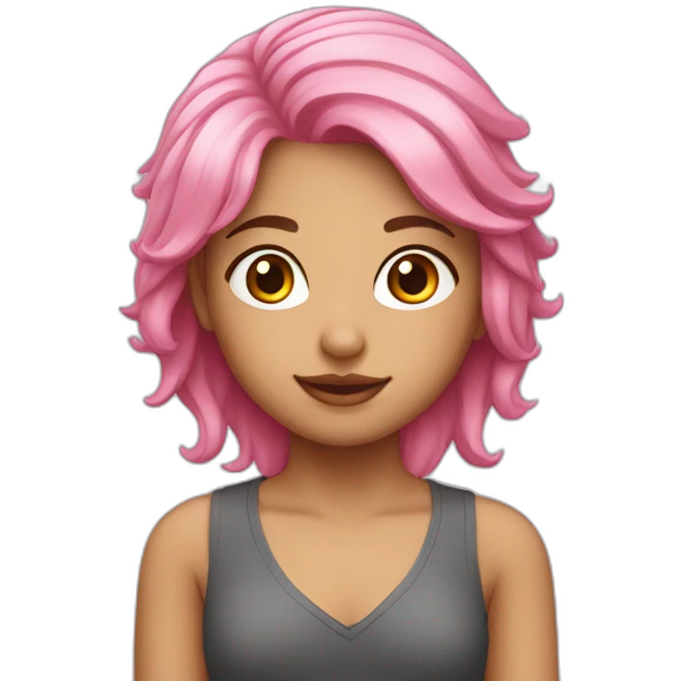 eurasian girl with pink hair emoji