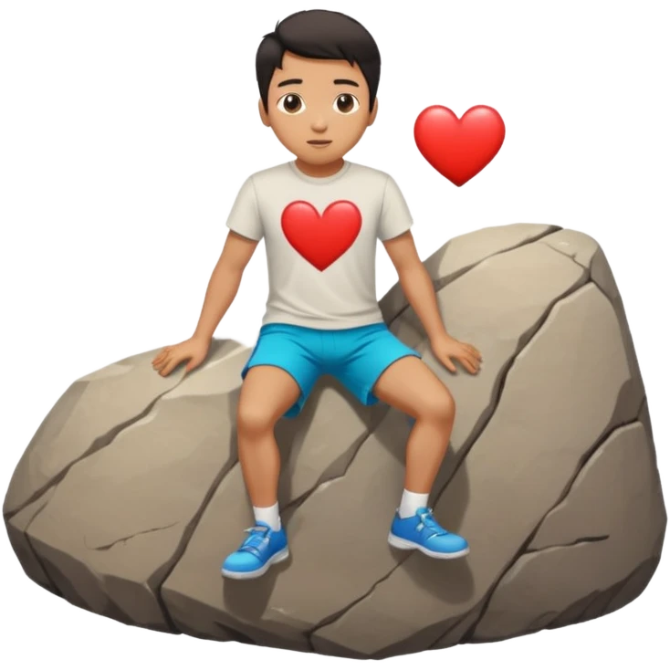 asian man tripping on rock with heart eyes emoji