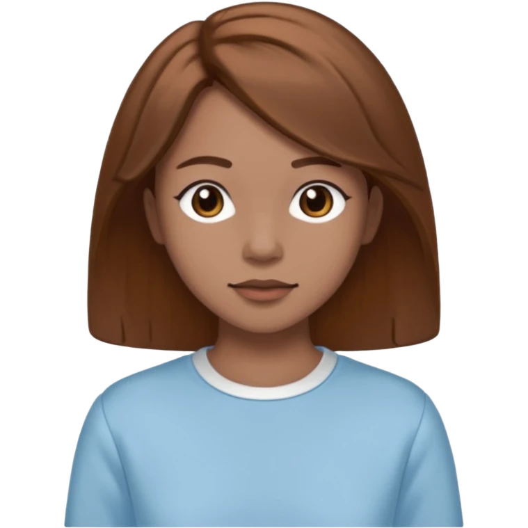GloomyKassie with brown medium hair, light blue outfit emoji