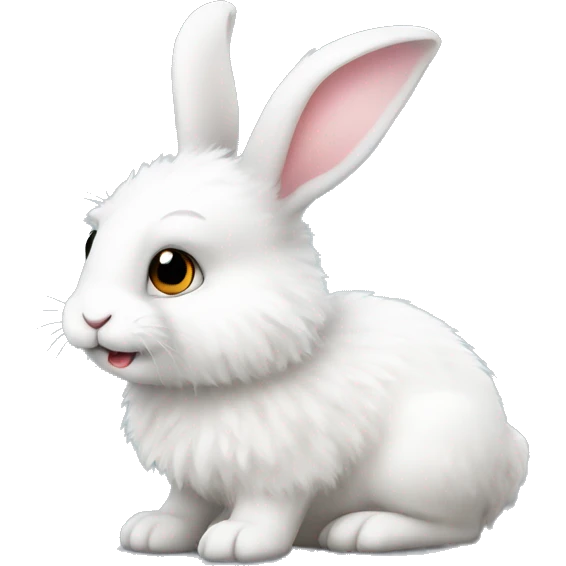cute hairy little white bunny emoji