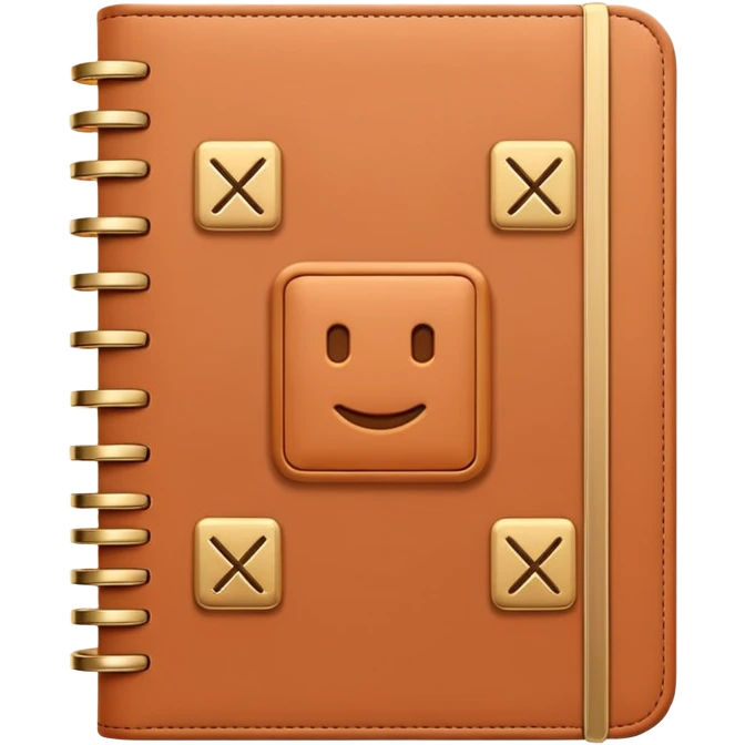 modern elegant planner with checkmarks emoji, 3D style, soft terracotta, beige or pink and gold, clean design emoji