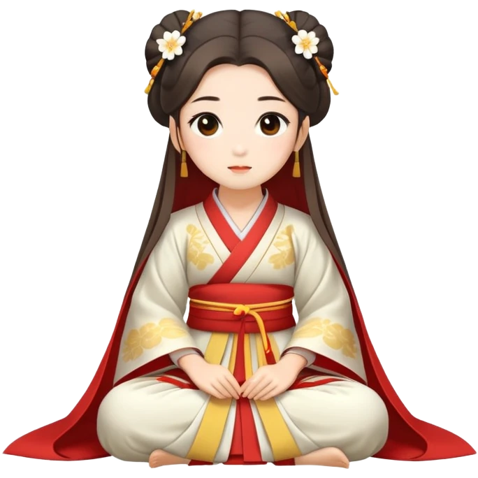 Beautiful girl in Hanfu sitting on the ground emoji