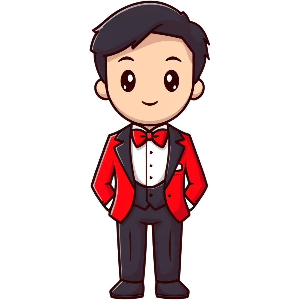 red and white formal tuxedo suit emoji