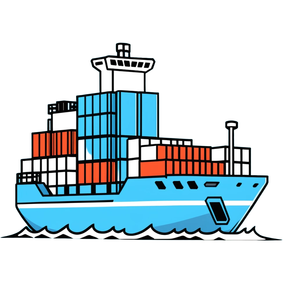 Cargo container ship in ocean emoji