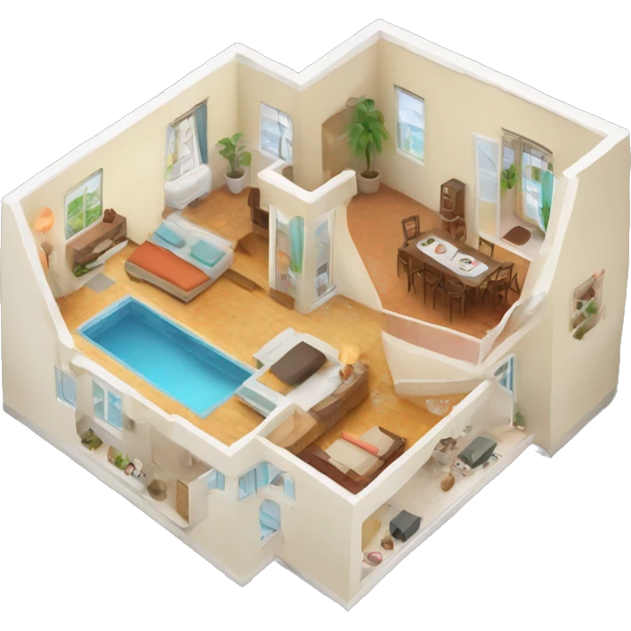 top down shot of an airbnb appartement emoji