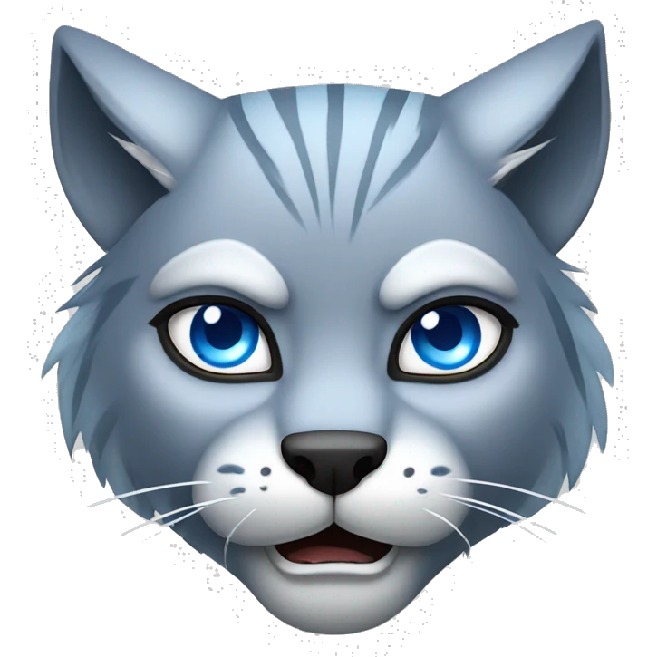 Growling angry Grey lynx blue eyes emoji