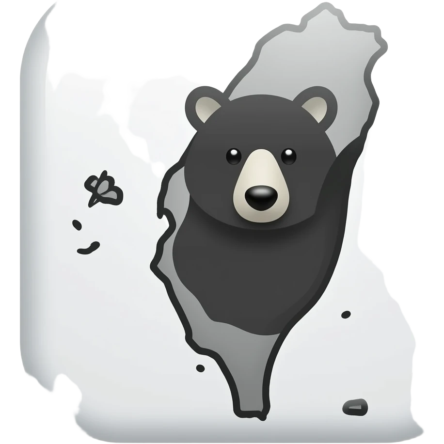 An icon shaped like the island of Taiwan, containing a Formosan black bear. emoji