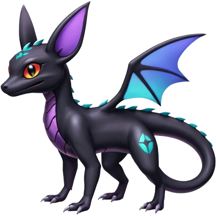 Shiny Salandit-Umbreon-Noivern-Noibat-Hybrid (Full body) emoji