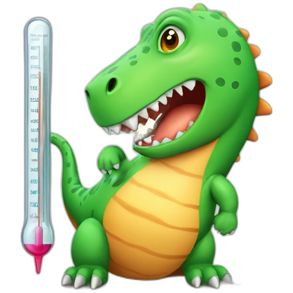 sick dinosaur with thermometer emoji