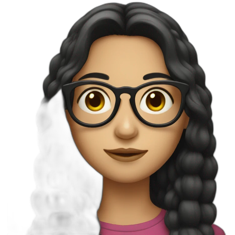 long dark hair girl with glases emoji
