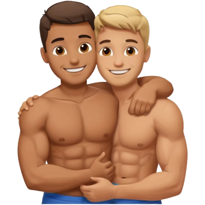 two guys naked and hugging  emoji