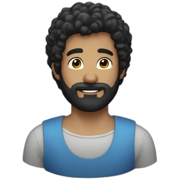 beard man black hair blue eye emoji