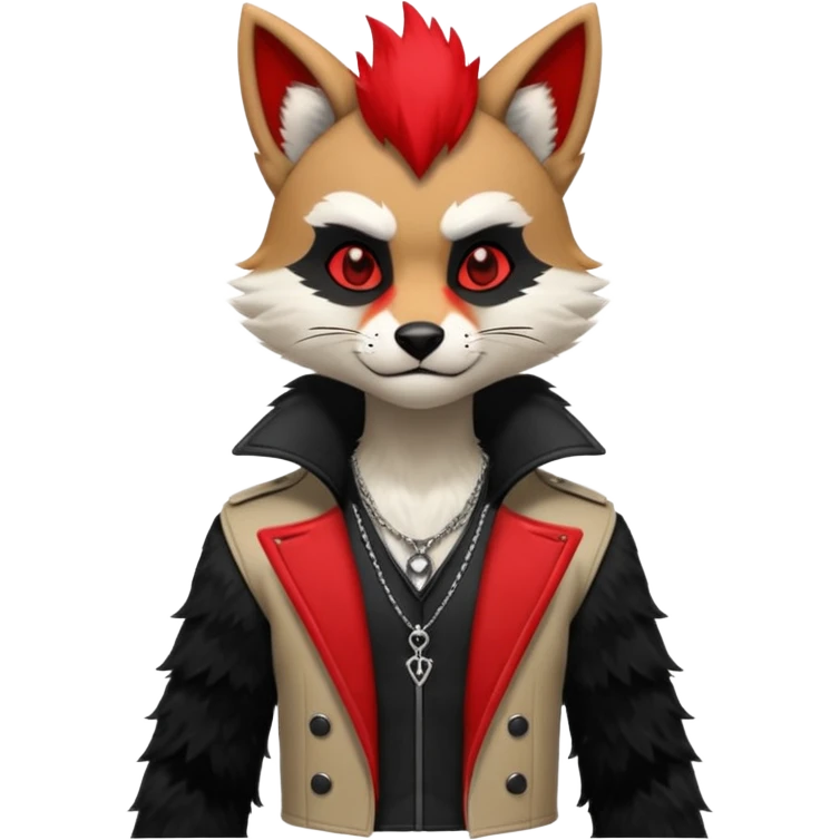 Anthropomorphic Anthro Furry punky gothic black white and red badass cool stylish handsome smexy Animal-furry-fursona emoji