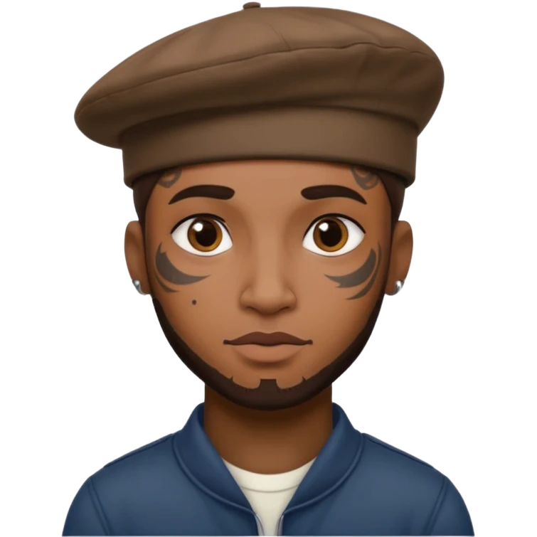 black man with tattooed faces wearing berets emoji