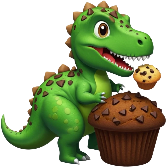 Dinosaur eating a muffin emoji