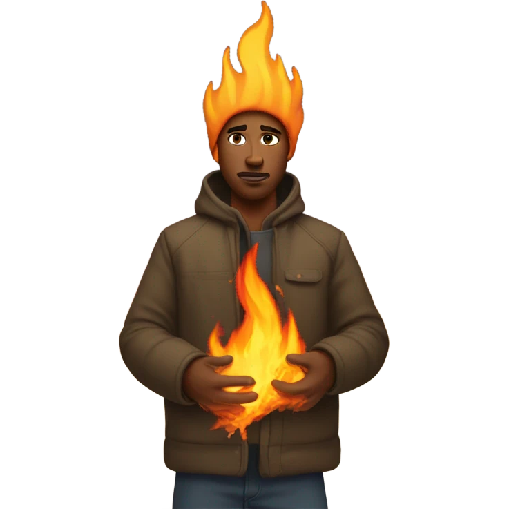 Guy on fire in the snow  emoji