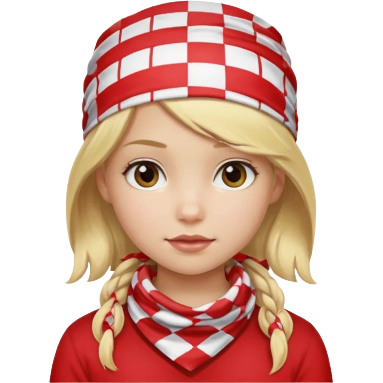 girl blonde hair, wear red and white checkered bandana emoji