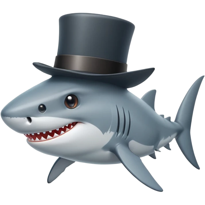 Shark with a top hat emoji