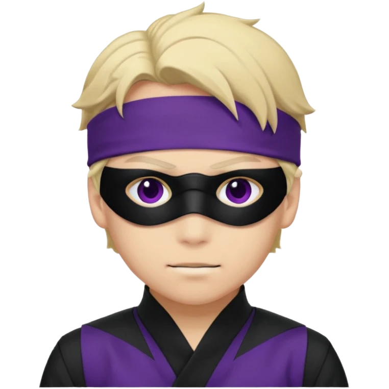A young man named Satoru Gojo wearing a black/dark purple uniform and dark purple/ black blindfold with a confident smirk emoji